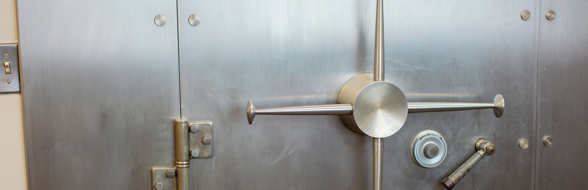 close-up of bank vault